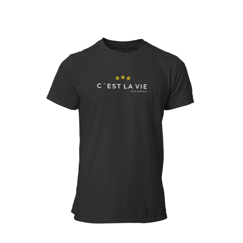 Remera Argentinacest la vie oigan mortales, remera negra sin modelo